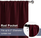 JIUZHEN Christmas Blackout Curtains for Bedroom - Thermal Insulated Room Darkening Noise Reducing, 52 x 45 Inch Length Curtains for Living Room, Set of 2 Panels with Tiebacks, Burgundy