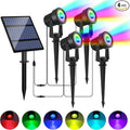 Solar Spotlights Outdoor Waterproof, RGB Landscape Spotlights, Christmas Decorative Solar Spot Lighting for Garden, Yard, Pathway, Lawn, Poolside, Party, 2-in-1 Mounted (RGB, 4 Pack)
