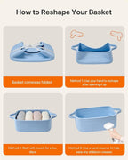 KALLAX Small Woven Basket, 12 x 8 x 4.5 Inches, Small Storage Baskets for Organizing, Gift Baskets Empty, Cute Rope Shelf Closet Storage Bins for Shelves, Dog Toy Basket, Light Blue