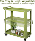 3 Tier Rolling Tool Cart with Lockable Silent Wheels, 330 LBS Capacity, Metal Service Cart for Home, Garage, Warehouse, Workshop