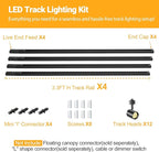 VANoopee 5-Color 12-Light LED Track Lighting Kit with 13FT H Type Track Lighting Rail LED Track Light Heads Dimmable Modern Kitchen Track Lighting Fixtures Ceiling Spotlight, CRI90+ 10W 800lm Black