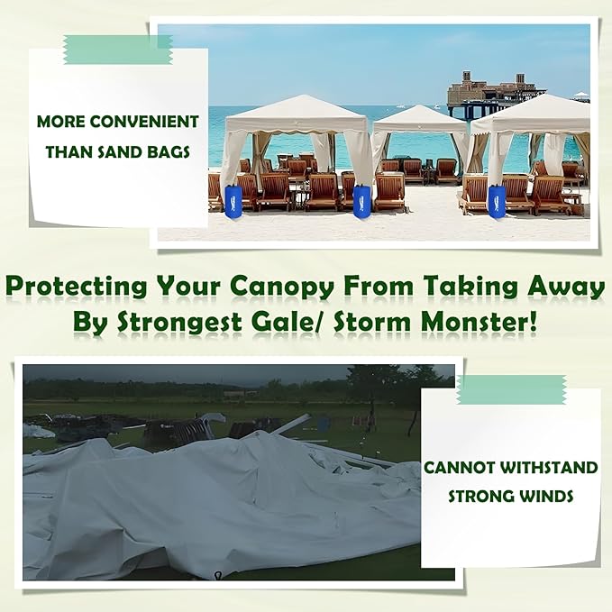 Canopy Water Weight Bag,176 LBS Gazebo Tent Water Weights Set of 8 Leg Weights for Carport, Pop Up Canopy,Tent,Gazebo,Blue