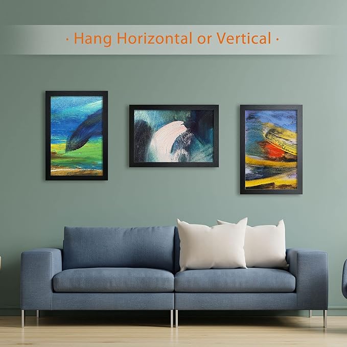 VCK Poster Frame 11x17 Black Set of 5,Solid Wood Picture Frame for Wall Mounting Hanging Art and Puzzles