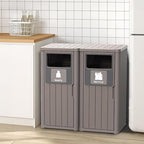 Outdoor Double Barrel Trash Can,Waterproof Resin Garbage Can with Garbage Labels,Durable Waste Bin for Porch, Backyard,Kitchen,for 30 to 39 Gallon Trash Bags