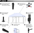 ABCCANOPY 10x20 Easy Pop Up Canopy Tent, White