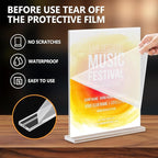 Acrylic Sign Holder 8.5 x 11, Double Sided Sign Holder Stand, Plastic 10 Pack Table Paper Stand, Vertical Menu Flyer Stand, T Shape Table Flyer Holder