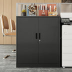 BESFUR Metal Storage Cabinet 36" H, Black Metal Cabinet with 2 Lockable Doors and 2 Adjustable Shelves, Garage Storage Cabinet for Home Office, Garage, School, Apartment, Warehouse