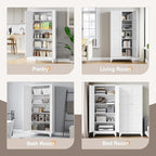 Yizosh Metal Storage Cabinet with 2 Doors and 4 Adjustable Shelves,- 71" White Kitchen Pantry Storage Cabinet for Kitchen,Dining Room,Living Room