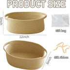 Woven Basket,Small Rope Storage Bin with Handles & Ribbon Bag, Organizer for Shelves Closets,Gift Basket Empty for Birthday,Books,Dog Toys, Jute