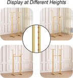 Gold Clothing Racks, Metal Clothes Rack with 4 Straight Arms, Freestanding Garment Rack for Hanging Clothes Heavy Duty, 46" to 63" Adjustable Height Retail Clothing Rack for Boutiques Display