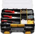 Mayouko Double Side Tools Organizer, Customizable Removable Plastic Dividers, Hardware Box Storage, Small Parts Organizer, 34-Compartment, Black/Yellow