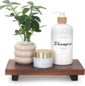 Farmhouse Bathroom Tray Organizer Wooden Riser Stand Wood Trays for Kitchen Counter Decor Pedestal Dish Soap Dispenser Holder Kitchen Sink Tray Modern Bathroom Vanity Accessories Decorative Trays