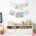 Mkono Hanging Photo Display with Clips, Boho Wooden Bead Garland Banner, Collage Card Picture Kids Art Holder String with 10 Clips for Christmas Bedroom Dorm Decor, Teen Girl Gifts, Brown, 2 Pack