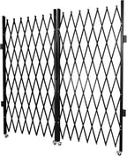 Double Folding Security Gate 6-1/2'Hx7.22'W Iron Accordion Security Gate Flexible Expanding Security Gate 360° Rolling Barricade Scissor Door with Padlock for Entry Security, Garage, Warehouse