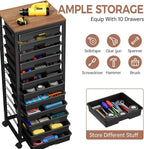 Rolling Cart with Drawers,12 Drawer Rolling Cart,Rolling storage cart with drawers,Black Rolling Drawer Cart,Teacher Rolling Cart for Classroom Storage,Craft Cart with Wooden Tabletop