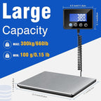Shipping Scale, 660 lb / 1 oz High Accuracy Digital Scale for Packages with Hold, Tare Function, Postal Scale for Small Business, Luggage, Home Use (Battery & Charging Cable Include)