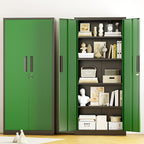 Greenvelly Metal Storage Cabinet, 63" H Locking Metal Storage Cabinet with Doors and 4 Shelves, Lockable Steel Cabinets for Kitchen, Bedroom, Living Room, Office (Green)