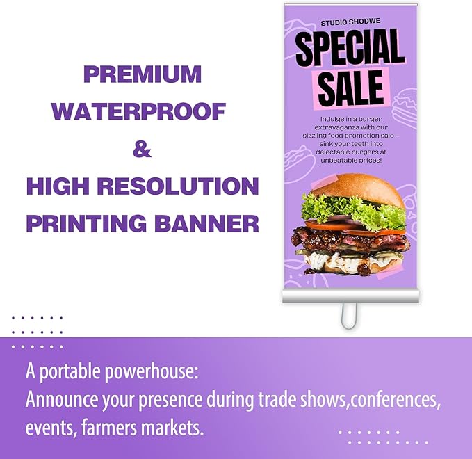 BillyPrint 2-sided Custom Retractable Banners 31.5x79in with Standard Stand, Customizable Sign for Business, Corporate Events, Advertising - Customized Prints with Travel Bag - 1 unit