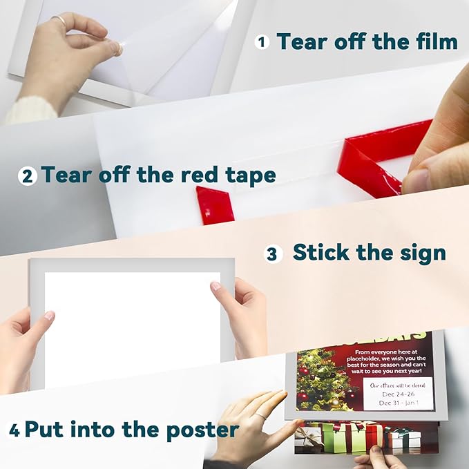 Acrylic Sign Holder 8.5" x 11" Wall Mount - Plastic Wall Sign Holder With Tape,Clear Plexiglass Self-adhesive Acrylic Frames, Door Sign Holder, No Drilling, 3 Pack Silver