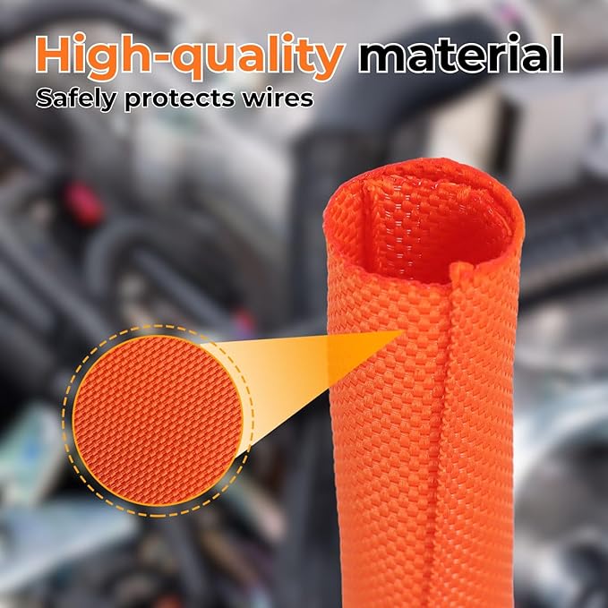 5/16 inch Split Braided Cable Management Sleeve for USB Cable Power Cord Audio Video Cable, Wire Loom Cord Protector from Cat Dog Chewing (White, 10FT)