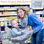 Shopping Cart Cover for Baby Grocery Cart Cover for Baby boy and Baby Girl, High Chair Cover for Baby and Toddler, Baby Registry Gift - Waterproof - Extra Large - Cotton - Double Sided (Grey)