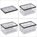 42 L Plastic Stackable Collapsible Storage Crate, 4-Pack Stacking Folding Storage Basket, Utility Crate Basket Containers