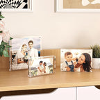 Egofine A4 Acrylic Frames 2 Pack, 20mm Thicker Frameless Clear Picture Frames, Double Sided Magnetic Picture Frames, Free Standing Desktop Display