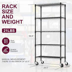 3 Pack 5-Tier Metal Wire Shelving Unit with Wheels & Feet, 14" D x 30" W x 60" H,750 lbs Capacity Adjustable Heavy Duty Steel Wire Rack Storage Shelves for Kitchen, Garage, Pantry