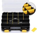 Mayouko Double Side Tools Organizer, Customizable Removable Plastic Dividers, Hardware Box Storage, Small Parts Organizer, 34-Compartment, Black/Yellow