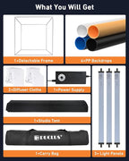DUCLUS Light Box Photography 39×39 inch, 210 LED Large Photo Light Box with 3 Stepless Dimming Light Panels & 4 Matte PP Backdrops, Professional Photo Background Shooting Tent for Product Photography