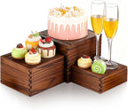 3 Pack Wood Cake Cupcake Stand Buffet Risers, Wooden Display Stand Wood Display Riser, Square Food Display Risers for Party Wedding Birthday Home (6" 7" 8")