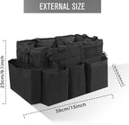 Wearable Cleaning Caddy Organizer with Handle & Shoulder Straps for Housekeepers, Under Sink & Car Cleaning Tool Organizer Bag with 4 Foldable Dividers (Black)