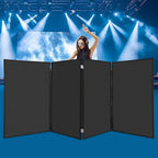 DJ Foldable Facade DJ Facade Table Station Portable Event Booth with 4 Detachable Panels Black Metal Frame Projector Display Scrim Panel with Carry Bag-28x47inch