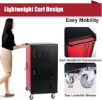 32 Bay Mobile School Charging Cart Station, Black Cart for Chromebook/Tablet/Laptop, with Power Strip, Lockable Doors, 2 Locking Casters & Ventilated Panels, 20" W×20" D×34.06" H