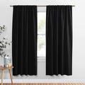 PONY DANCE Black Out Window Curtains - Thermal Insulated Curtains and Drapes Window Treatments Light Block Short Blinds Rod Pocket for Bedroom, W 52 x L 63 inches, Black, 1 Pair
