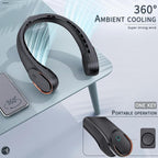 Neck Fan, Bladeless Neck Fan, 4000 mAh Rechargeable Personal Fan, 360° Hands Free Wearable Fan, 3 Speeds Adjustable,Faster Cooling, Ultra Quiet, Suitable for Home, Office, Travel, Sports