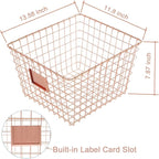 4 Pack【Extra Large】 Wire Handmade Storage Basket for Organizing Household Goods,Pantry Organization,Bathroom countertop,Laundry,Wardrobe Storage Basket,Rose Gold