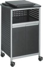 Safco Scoot Multi-Purpose Rolling Lectern with Adjustable Shelving, Wire Storage, Mobile on 4 Casters, Durable Steel Construction, Black