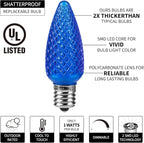 Brightown C9 Christmas String Lights Outdoor Led Fairy Lights Faceted Strawberry Lights Extendable UL Certified for Party Holiday Wedding Christmas Indoor Outdoor Decor