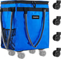 (Medium) Fanwoli Reusable Grocery Bag on Wheels with Upgraded Wrinkle-Resistant Fabric | Enhanced Stability Wheels & Extended Handle | Foldable Shopping Trolley for Laundry, Carries Up to 66 L