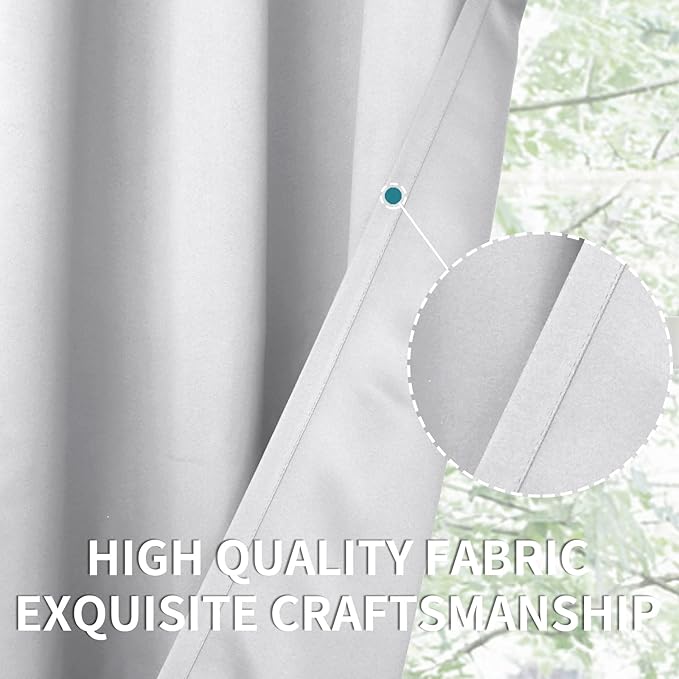 BGment Room Darkening Curtains 54 Inches Long - Grommet Thermal Insulated Drapes Window Treatment Curtains for Bedroom, 2 Panels, 52 x 54 Inch, Greyish White