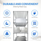 4000 LBS Heavy Duty Metal Shelving Unit – 36x18x76 NSF 5-Tier Wire Rack with Wheels, Adjustable Garage Storage Shelves, Chrome Wire Shelving for Kitchen, Warehouse, Bakers Rack – Crescent
