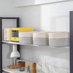 CubesLand Small Baskets, Storage Baskets for Organizing Shelves, Rectangular Woven Storage Basket Natural Cotton Rope Bins Closet Baby Nursery Empty Gifts Basket Off White/Mixed Gray