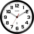 Sharp Atomic Analog Wall Clock - 12" Black Stylish Frame - Sets Automatically- Battery Operated - Easy to Read - Easy to Use – Modern Design and Style