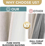 H.VERSAILTEX Linen 100% Blackout Curtains for Bedroom Full Light Blocking Curtains, Textured Window Curtain for Living Room 84 inch Grommet, Energy Efficient Curtains White Liner(2 Panels, Natural)