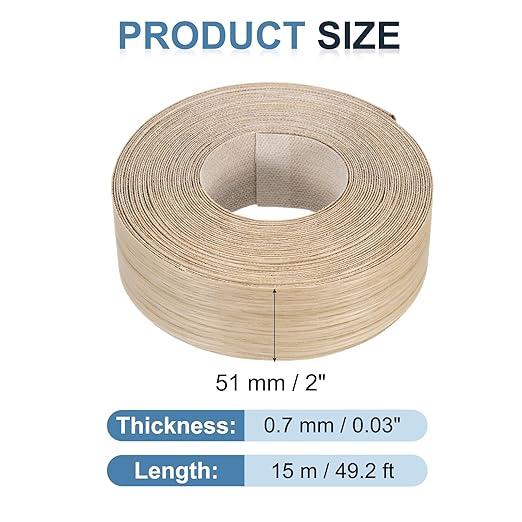 PATIKIL White Oak Edge Banding, 2 in x 49.2 ft Wood Veneer Tape, Pre-glued Flexible