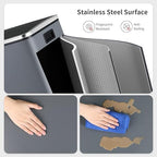 Arlopu Dual Trash Can, 2 x 8 Gallon (2 x 30 L) Hands-Free Trash and Recycle Bin Combo, Stainless Steel Kitchen Garbage Can with Soft-Close Lid, Removable Inner Buckets, Step Pedal, Airtight (Grey)