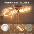 Custom Espresso Martini Neon Sign, Personalized LED Cocktail Club Wall Art Decor for Home Bar Kitchen Lounge Retro Espresso Wall Decor, Tini Time Martini Lover Gifts
