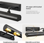 24in Modern Bronze Picture Lights for Wall, 4-Light Black Picture Light, Indoor Artwork Lighting, Accent Light for Living Room, Bookcase, Library Display (Includes Bulbs)