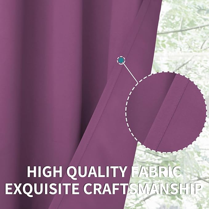 BGment Room Darkening Curtains 63 Inches Long - Grommet Thermal Insulated Drapes Window Treatment Curtains for Bedroom, 2 Panels, 52 x 63 Inch, Eggplant Purple